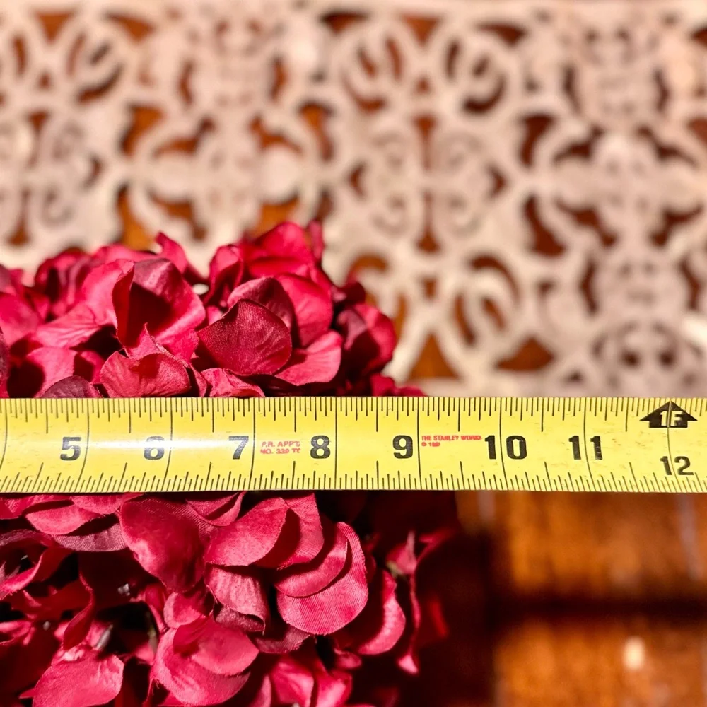 Burgundy Hydrangeas Artificial Flowers Silk Hydrangea Flower w Vase Floral Decor
